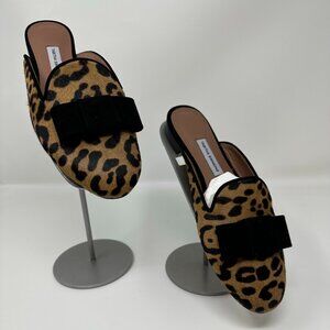 Tabitha Simmons Masha Leopard Print Calf Hair Mules Size 36 / 6 NIB